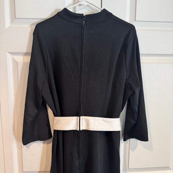 New Smak Parlour Black Retro Belted Mod Style Vintage Buttons Dress XL - Picture 5 of 8